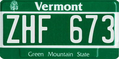 VT license plate ZHF673