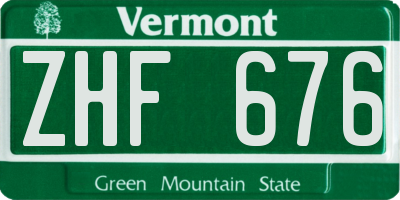 VT license plate ZHF676