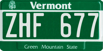VT license plate ZHF677