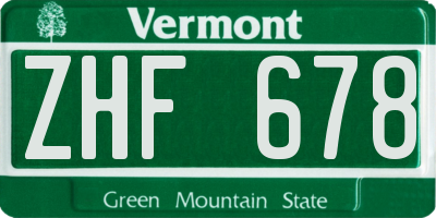 VT license plate ZHF678