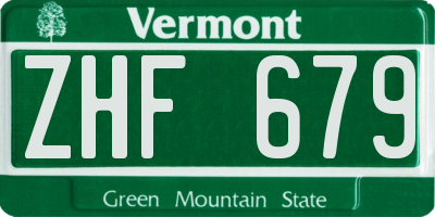 VT license plate ZHF679