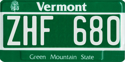 VT license plate ZHF680