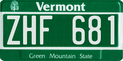 VT license plate ZHF681
