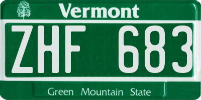 VT license plate ZHF683