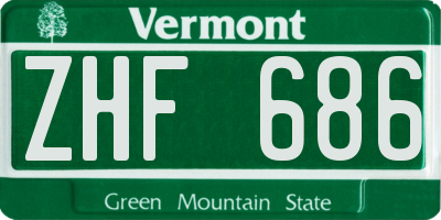 VT license plate ZHF686