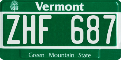 VT license plate ZHF687