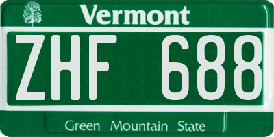 VT license plate ZHF688