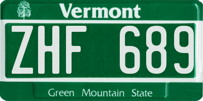 VT license plate ZHF689