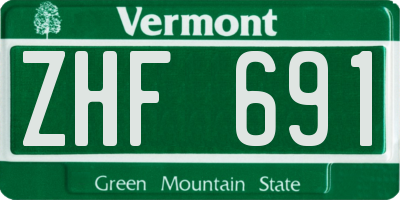VT license plate ZHF691