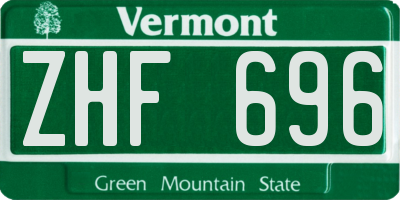 VT license plate ZHF696