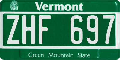 VT license plate ZHF697