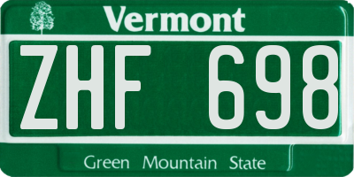 VT license plate ZHF698