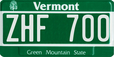 VT license plate ZHF700