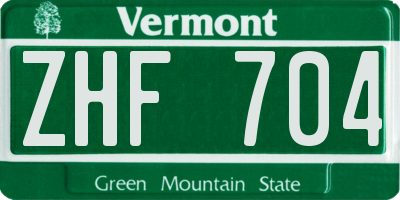 VT license plate ZHF704