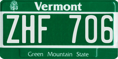 VT license plate ZHF706