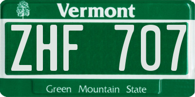 VT license plate ZHF707