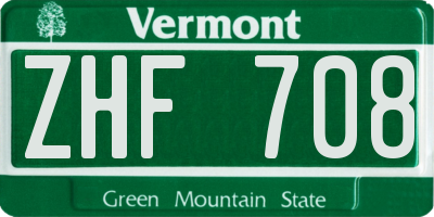 VT license plate ZHF708