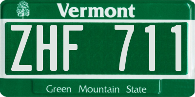 VT license plate ZHF711