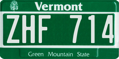 VT license plate ZHF714