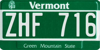 VT license plate ZHF716
