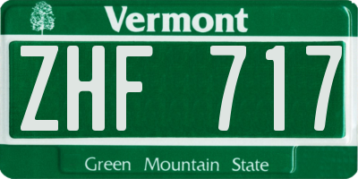 VT license plate ZHF717