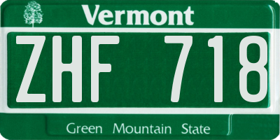 VT license plate ZHF718