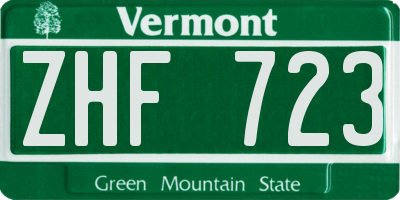 VT license plate ZHF723