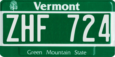 VT license plate ZHF724