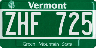 VT license plate ZHF725