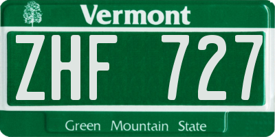 VT license plate ZHF727