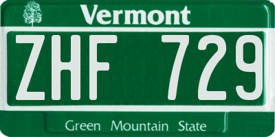 VT license plate ZHF729