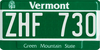 VT license plate ZHF730