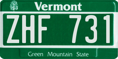 VT license plate ZHF731