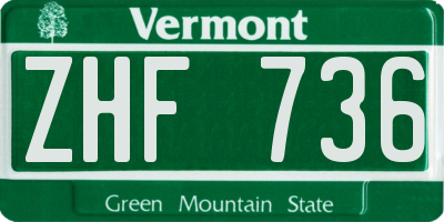 VT license plate ZHF736