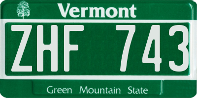 VT license plate ZHF743