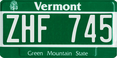 VT license plate ZHF745