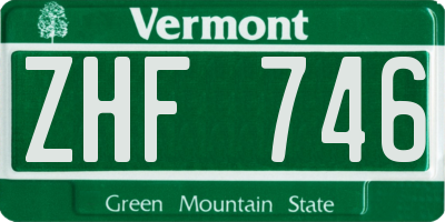VT license plate ZHF746