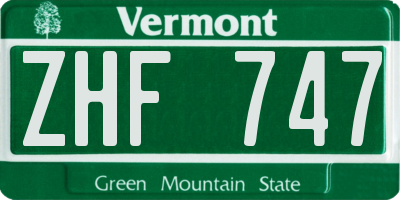 VT license plate ZHF747