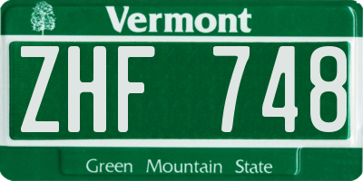 VT license plate ZHF748
