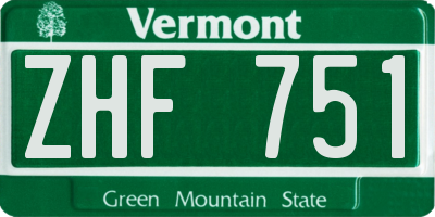 VT license plate ZHF751