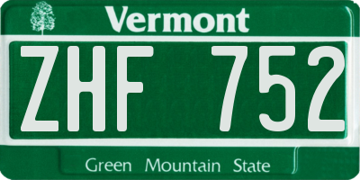 VT license plate ZHF752