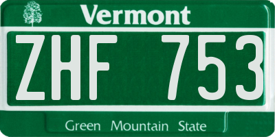 VT license plate ZHF753