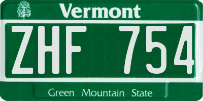 VT license plate ZHF754