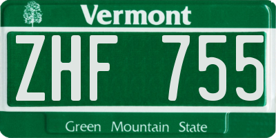 VT license plate ZHF755