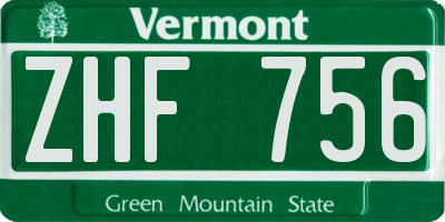 VT license plate ZHF756