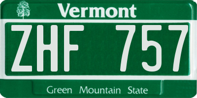VT license plate ZHF757