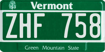 VT license plate ZHF758