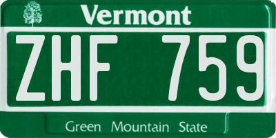 VT license plate ZHF759