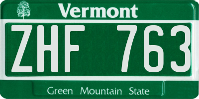 VT license plate ZHF763