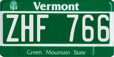VT license plate ZHF766